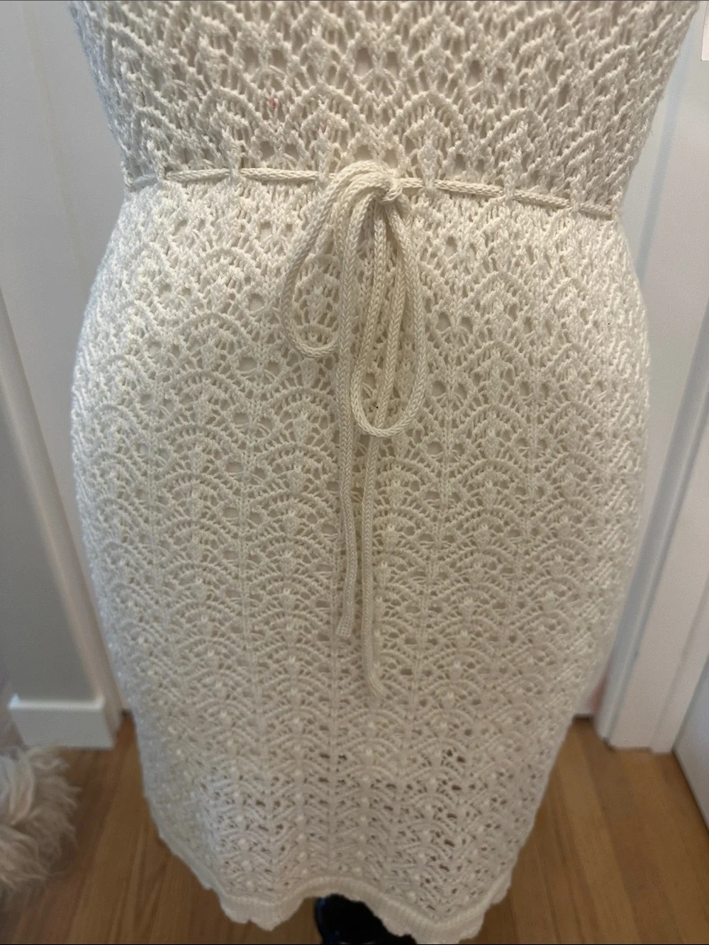 Jessica Simpson White Crochet Tie-Waist Mini Dress - Picture 7 of 8